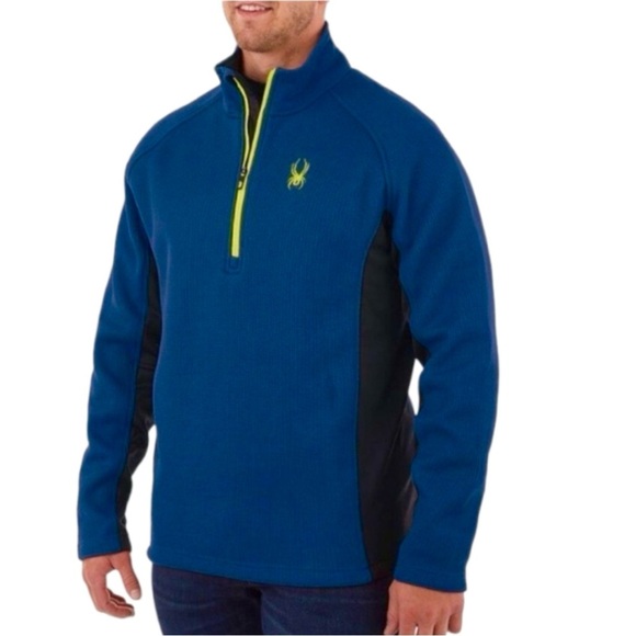 New SPYDER Outbound Half Zip Pullover Fleece Sweater Jacket Royal Blue Winter SM - Picture 1 of 15